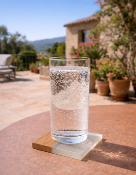 dessous de verre bois r&eacute;sine transparent terrasse elementti